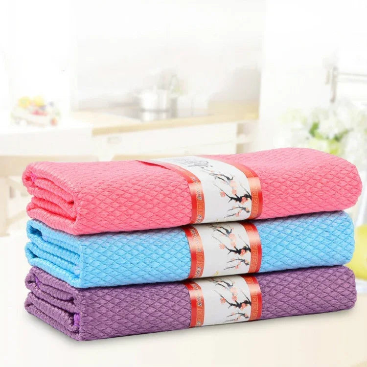 ผ้าขนหนูทำความสะอาดใยไฟเบอร์นุ่มสำหรับหน้าต่างครัวแก้ว สี 3 ชิ้น ขนาด 30 x 40 ซม., สี 6 ชิ้น ขนาด 30×30 ซม., สี 6 ชิ้น ขนาด 30×40 ซม.