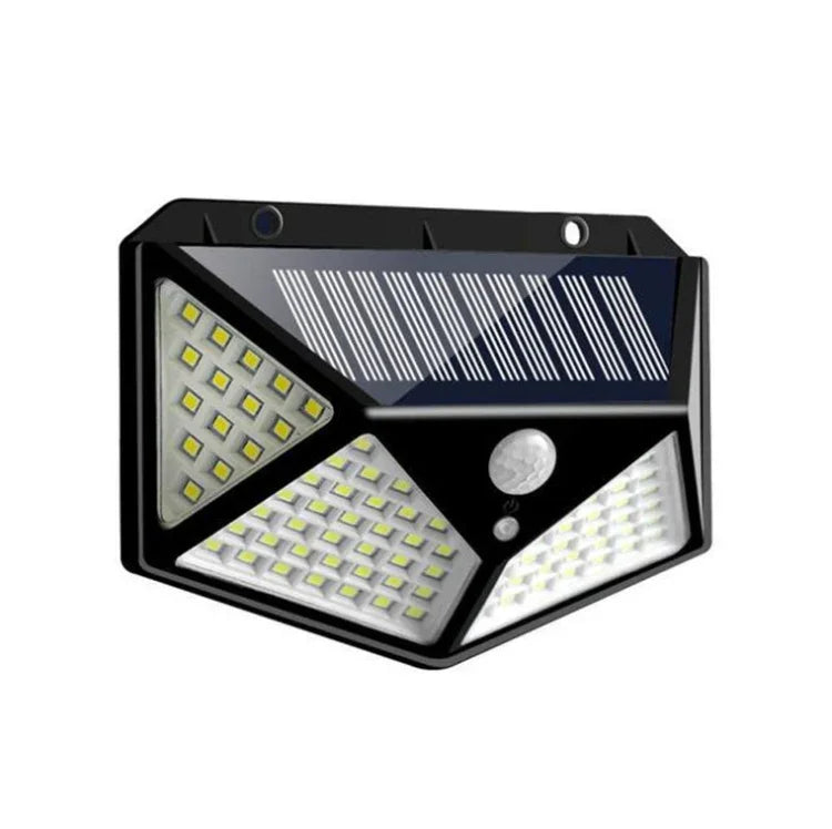 ไฟผนังเซ็นเซอร์พลังงานแสงอาทิตย์ 100 LEDs สำหรับลานกลางแจ้ง ปรับได้ ไฟระเบียง สวน ไฟถนนขนาดเล็ก 1 ชิ้น 100 LEDs, 2 ชิ้น 100 LEDs