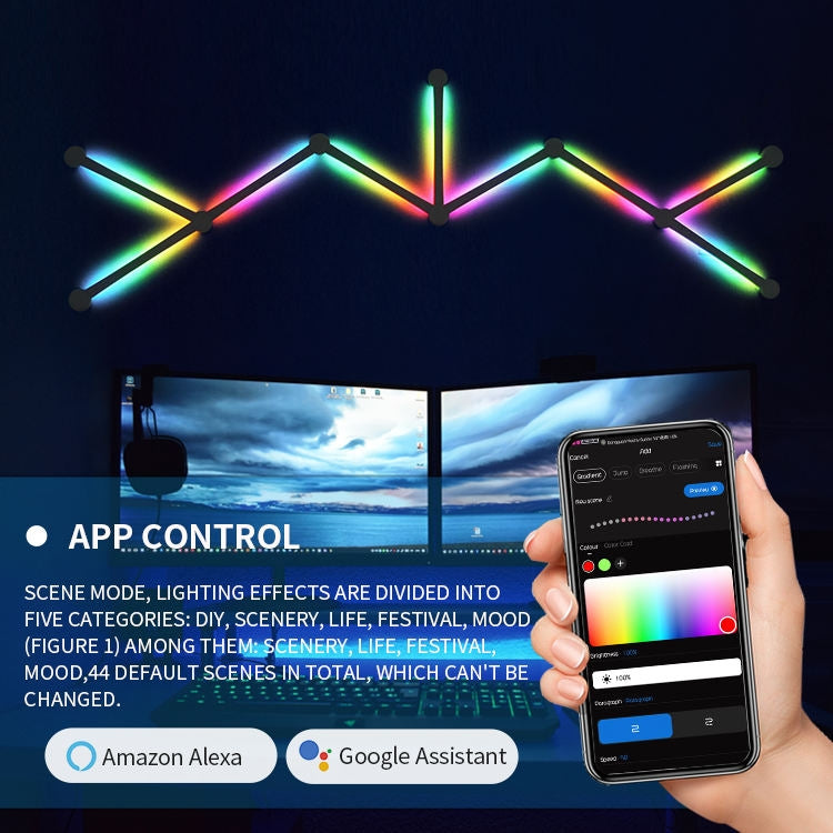 ไฟโมเสค RGB อัจฉริยะ JSK-P22 ไฟจังหวะเพลง รองรับ Amazon Alexa / Google Assistant / DuerOS, ปลั๊กสหรัฐอเมริกา, ปลั๊กยุโรป, ปลั๊กสหราชอาณาจักร
