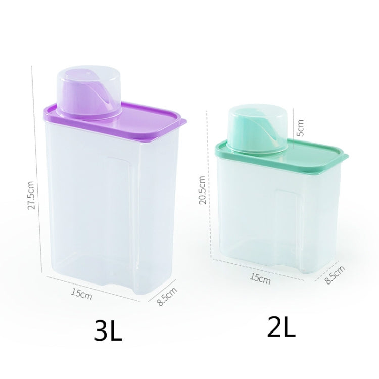 กล่องเก็บผงซักฟอกพลาสติกใสสำหรับใช้ในบ้าน ขนาด 2L, 3L