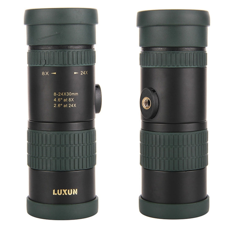 กล้องโทรทรรศน์มองเห็นในที่มืด LUXUN 8-24X30 แบบกระบอกเดียว พร้อมคลิปโทรศัพท์และขาตั้งกล้อง