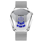 BINBOND Locomotive Concept Watch Men Live Black Technology Watch, Gold Net Belt Full Gold Blue Face, Gold Net Belt Full Gold Gold Face, Black Net Belt Black Steel Blue Face, Black Net Belt Black Steel White Face, White Net Belt White Steel Blue Face