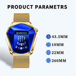 BINBOND Locomotive Concept Watch Men Live Black Technology Watch, Gold Net Belt Full Gold Blue Face, Gold Net Belt Full Gold Gold Face, Black Net Belt Black Steel Blue Face, Black Net Belt Black Steel White Face, White Net Belt White Steel Blue Face