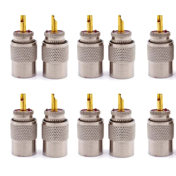 10 ชิ้น ขั้วต่อ UHF ตัวผู้ PL259 สำหรับสาย RG8 / RG58, UHF ตัวผู้