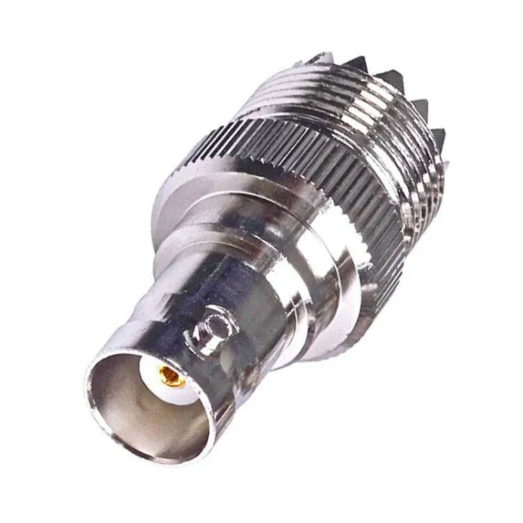 อะแดปเตอร์ขั้วต่อ BNC ตัวเมียเป็น UHF PL-259 ตัวเมีย แบบตรง สำหรับสายโคแอกเชียล RF, BNC ตัวเมียเป็น UHF ตัวเมีย