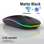 เมาส์ไร้สาย Bluetooth แบบสองโหมด 3 ปุ่ม พร้อมไฟ RGB และเสียงเงียบ