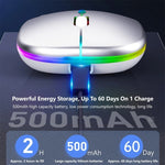 เมาส์ไร้สาย Bluetooth แบบสองโหมด 3 ปุ่ม พร้อมไฟ RGB และเสียงเงียบ