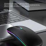 เมาส์ไร้สาย Bluetooth แบบสองโหมด 3 ปุ่ม พร้อมไฟ RGB และเสียงเงียบ