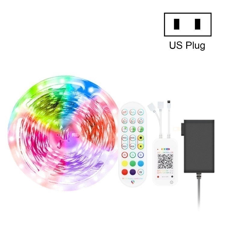 ชุดไฟ LED RGB กันน้ำ 5050 พร้อมรีโมท 24 ปุ่ม ควบคุมเสียงเพลงอัจฉริยะ Bluetooth, 5M 150 ดวง, 5M 300 ดวง, 10M 300 ดวง, 10M 600 ดวง, 15M 450 ดวง, 20M 360 ดวง, 30M 540 ดวง