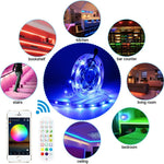 ชุดไฟ LED RGB กันน้ำ 5050 พร้อมรีโมท 24 ปุ่ม ควบคุมเสียงเพลงอัจฉริยะ Bluetooth, 5M 150 ดวง, 5M 300 ดวง, 10M 300 ดวง, 10M 600 ดวง, 15M 450 ดวง, 20M 360 ดวง, 30M 540 ดวง