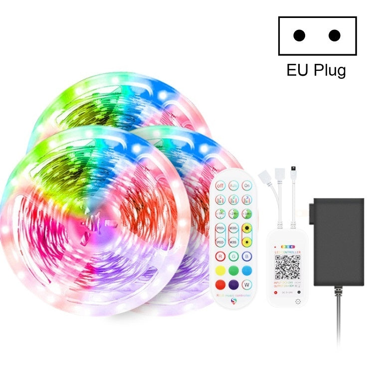 ชุดไฟ LED RGB กันน้ำ 5050 พร้อมรีโมท 24 ปุ่ม ควบคุมเสียงเพลงอัจฉริยะ Bluetooth, 5M 150 ดวง, 5M 300 ดวง, 10M 300 ดวง, 10M 600 ดวง, 15M 450 ดวง, 20M 360 ดวง, 30M 540 ดวง