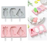 แม่พิมพ์ไอศกรีมแท่งซิลิโคนลายการ์ตูนทำเอง DIY พร้อมฝาปิด, ส่งสีสุ่ม, ลายนกหัวขวานผลไม้, ไอศกรีม, หิมะ, ฮิปโป, กระต่าย
