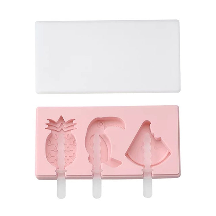 แม่พิมพ์ไอศกรีมแท่งซิลิโคนลายการ์ตูนทำเอง DIY พร้อมฝาปิด, ส่งสีสุ่ม, ลายนกหัวขวานผลไม้, ไอศกรีม, หิมะ, ฮิปโป, กระต่าย
