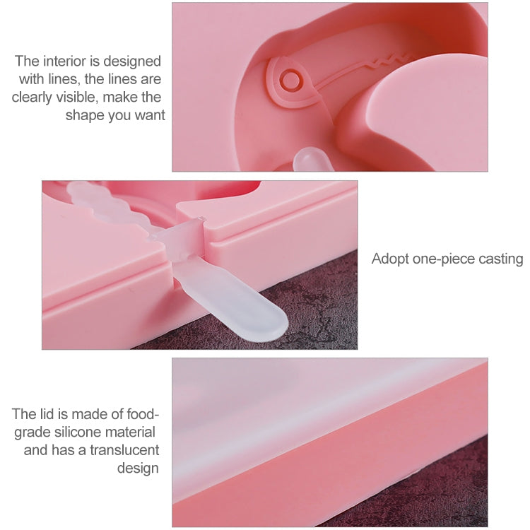 แม่พิมพ์ไอศกรีมแท่งซิลิโคนลายการ์ตูนทำเอง DIY พร้อมฝาปิด, ส่งสีสุ่ม, ลายนกหัวขวานผลไม้, ไอศกรีม, หิมะ, ฮิปโป, กระต่าย