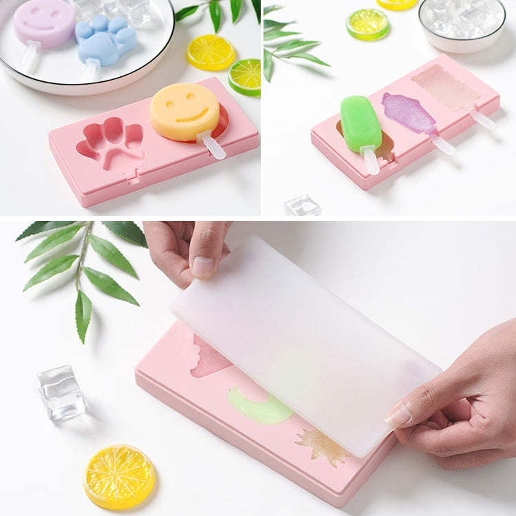 แม่พิมพ์ไอศกรีมแท่งซิลิโคนลายการ์ตูนทำเอง DIY พร้อมฝาปิด, ส่งสีสุ่ม, ลายนกหัวขวานผลไม้, ไอศกรีม, หิมะ, ฮิปโป, กระต่าย