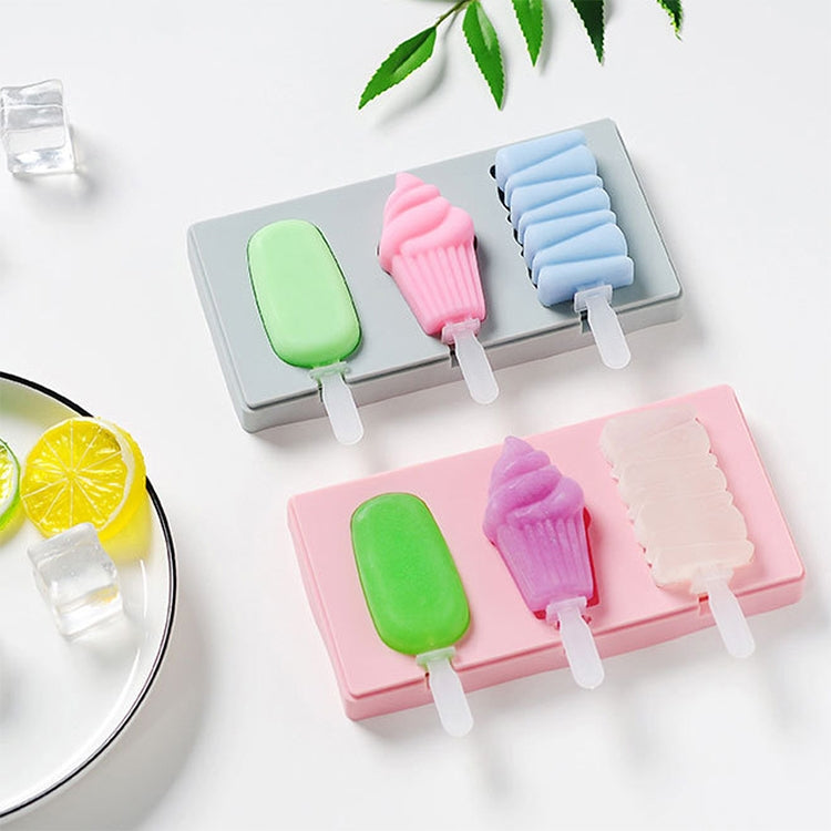 แม่พิมพ์ไอศกรีมแท่งซิลิโคนลายการ์ตูนทำเอง DIY พร้อมฝาปิด, ส่งสีสุ่ม, ลายนกหัวขวานผลไม้, ไอศกรีม, หิมะ, ฮิปโป, กระต่าย