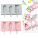 แม่พิมพ์ไอศกรีมแท่งซิลิโคนลายการ์ตูนทำเอง DIY พร้อมฝาปิด, ส่งสีสุ่ม, ลายนกหัวขวานผลไม้, ไอศกรีม, หิมะ, ฮิปโป, กระต่าย