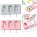 แม่พิมพ์ไอศกรีมแท่งซิลิโคนลายการ์ตูนทำเอง DIY พร้อมฝาปิด, ส่งสีสุ่ม, ลายนกหัวขวานผลไม้, ไอศกรีม, หิมะ, ฮิปโป, กระต่าย