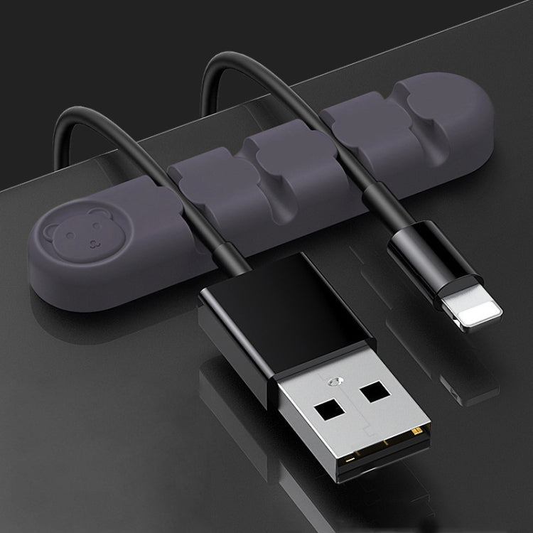 5 PCS 4 Holes Bear Silicone Desktop Data Cable Organizing And Fixing Device, 4 Holes