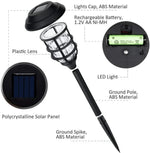 ไฟสนามหญ้าลายเส้นพลังงานแสงอาทิตย์ 2 ชิ้น LED กันน้ำสำหรับสวนและสวนสาธารณะกลางแจ้ง