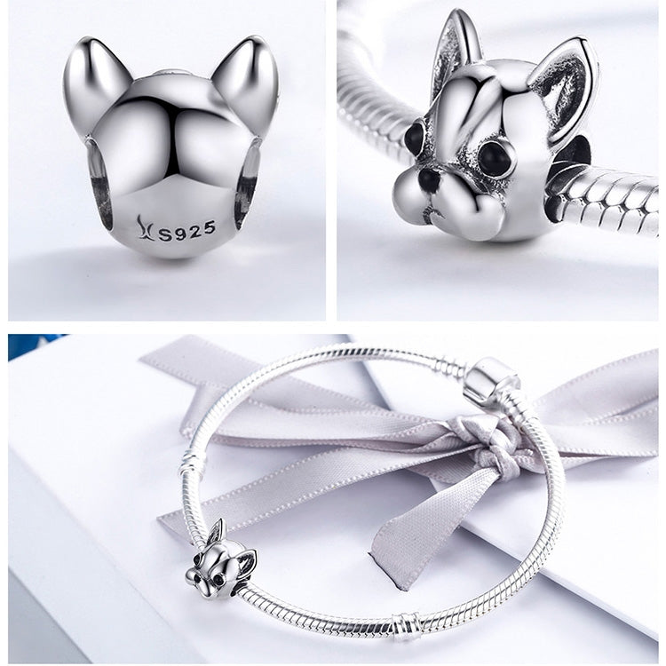 ลูกปัดสัตว์เงินสเตอร์ลิง S925 รูปสุนัขพันธุ์บูลด็อก