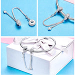 เครื่องประดับสร้อยข้อมือ DIY สายปลอดภัยรูปหัวใจรักเงินสเตอร์ลิง 925 สำหรับผู้หญิง, SCC1112