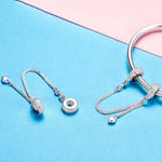 เครื่องประดับสร้อยข้อมือ DIY สายปลอดภัยรูปหัวใจรักเงินสเตอร์ลิง 925 สำหรับผู้หญิง, SCC1112