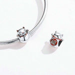 เครื่องประดับสร้อยข้อมือลูกปัด DIY รูปแมวโชคดีเงินสเตอร์ลิง 925, SCC1178