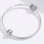 เครื่องประดับสร้อยข้อมือลูกปัด DIY รูปแมวโชคดีเงินสเตอร์ลิง 925, SCC1178