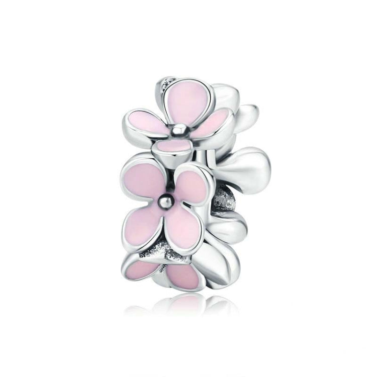 เครื่องประดับสร้อยข้อมือลูกปัด DIY รูปดอกไม้เคลือบสีชมพูเงินสเตอร์ลิง 925, SCC1484