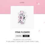 เครื่องประดับสร้อยข้อมือลูกปัด DIY รูปดอกไม้เคลือบสีชมพูเงินสเตอร์ลิง 925, SCC1484
