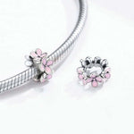 เครื่องประดับสร้อยข้อมือลูกปัด DIY รูปดอกไม้เคลือบสีชมพูเงินสเตอร์ลิง 925, SCC1484