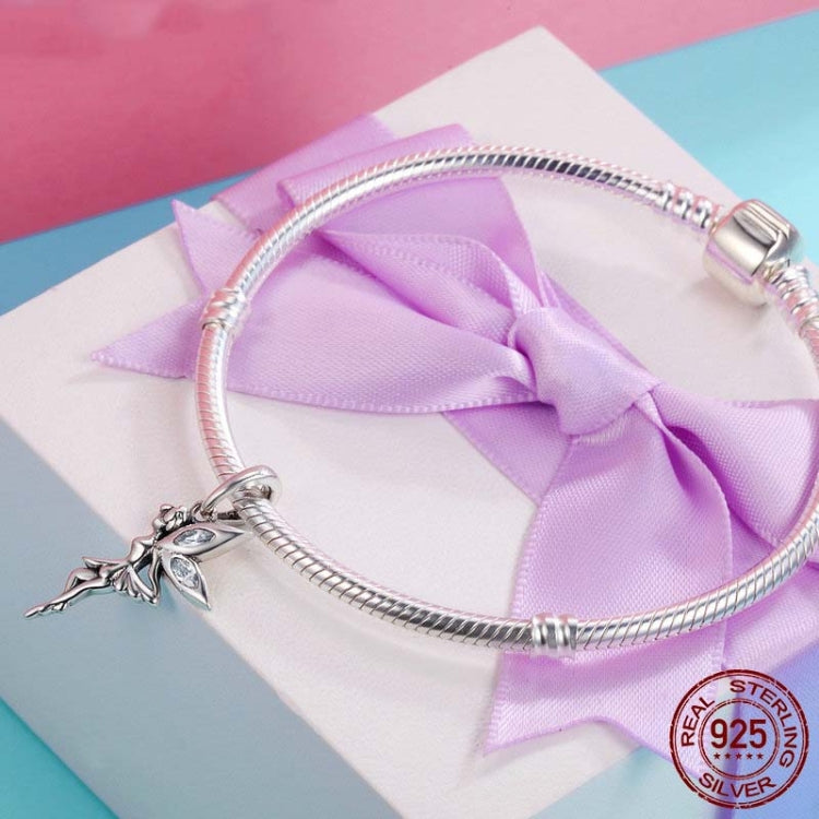 จี้แขวนรูปนางฟ้าดอกไม้เงินสเตอร์ลิง 925 สำหรับสร้อยข้อมือและสร้อยคอ DIY, SCC359