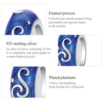 ลูกปัดเงินสเตอร์ลิง 925 ดาวสว่างสีน้ำเงิน อุปกรณ์ทำสร้อยข้อมือ DIY, SCC1388