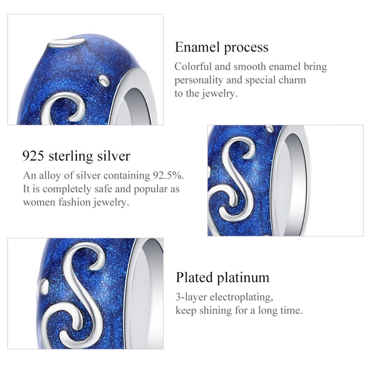 ลูกปัดเงินสเตอร์ลิง 925 ดาวสว่างสีน้ำเงิน อุปกรณ์ทำสร้อยข้อมือ DIY, SCC1388