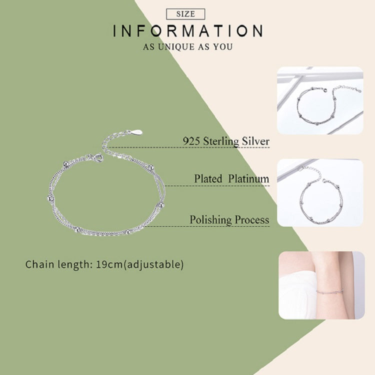สร้อยข้อมือผู้หญิงเงินสเตอร์ลิง S925 ชุบแพลทินัม สร้อยข้อมือเงิน, SCB131