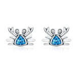 Little Crab S925 Sterling Silver Earrings with Gemstone Heart-shaped Earrings, SCE413