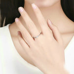 แหวนเงินสเตอร์ลิง S925 ชุบแพลทินัม รูปหัวใจใส, ขนาด 6 US, 7 US, 8 US