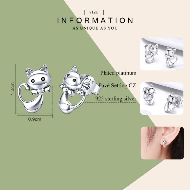 ต่างหูแมวเงินสเตอร์ลิง S925 เรียบง่าย มีสไตล์ สำหรับผู้หญิง, SCE450