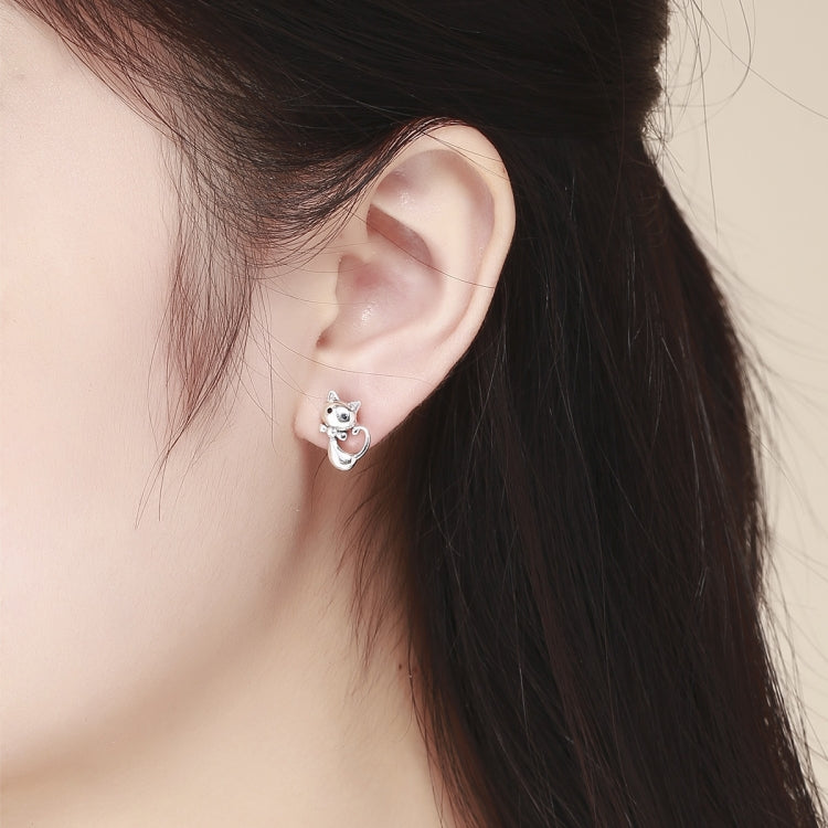 ต่างหูแมวเงินสเตอร์ลิง S925 เรียบง่าย มีสไตล์ สำหรับผู้หญิง, SCE450