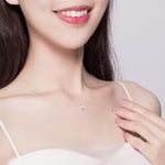 สร้อยคอเส้นใสประดับจี้เพชรสังเคราะห์ เงินสเตอร์ลิง S925, SCN332