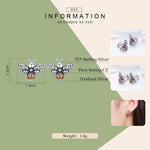 ต่างหูผึ้งเงินสเตอร์ลิง S925 ฝังสำหรับผู้หญิง, ขาว, ทอง