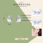 ต่างหูรูปสัตว์สลอธ เงินสเตอร์ลิง เรียบง่าย, SCE327