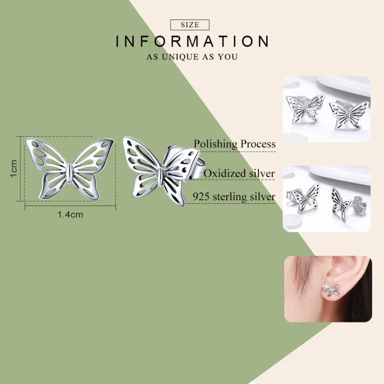 S925 Sterling Silver Butterfly Earrings, SCE452