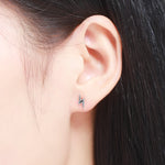 ต่างหูเงินสเตอร์ลิง S925 รูปสายฟ้าผู้หญิงประดับเพชร, SCE156