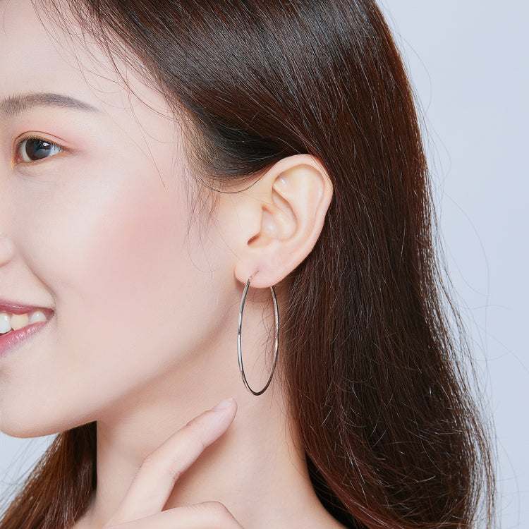 ต่างหูวงกลมใหญ่ ชุบแพลทินัม เงินสเตอร์ลิง S925 แบบเรียบง่าย, SCE711