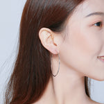 ต่างหูวงกลมใหญ่ ชุบแพลทินัม เงินสเตอร์ลิง S925 แบบเรียบง่าย, SCE711