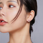 ต่างหูรุ้งเงินสเตอร์ลิง S925 รูปหัวใจประดับเพชรซีกอน เครื่องประดับสำหรับผู้หญิง, SCE891