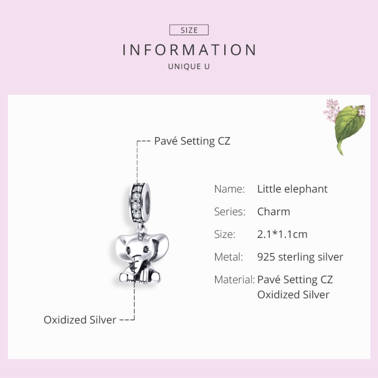 จี้รูปช้างเงินสเตอร์ลิง S925 อุปกรณ์เสริมสร้อยข้อมือ DIY