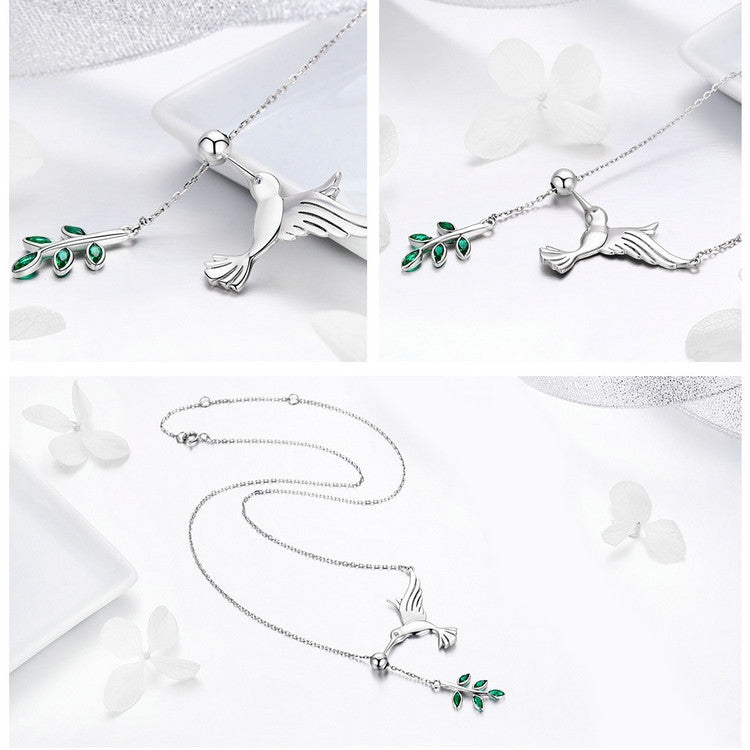 สร้อยคอเงินสเตอร์ลิง S925 Hummingbird Greetings สร้อยคอซิริโคนา SCN217